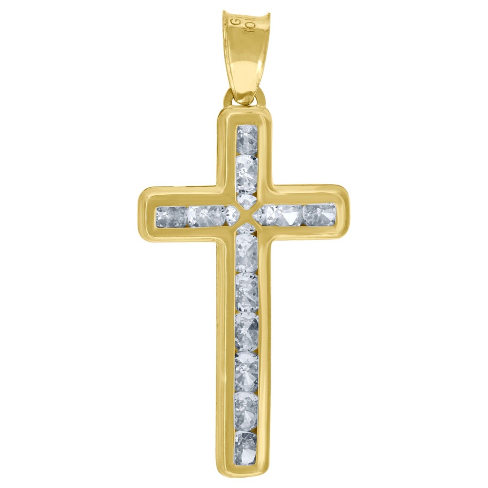10kt 10k Yellow Gold Cubic-Zirconia Unisex Latin Cross Religious Charm Pendant